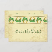 Klavertjes en Gouden Ierse Bewaar de Datum Save The Date (Voorkant / Achterkant)