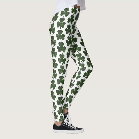 Klavertjes Vorm Geruit Donkergroen Leggings (Rechts)