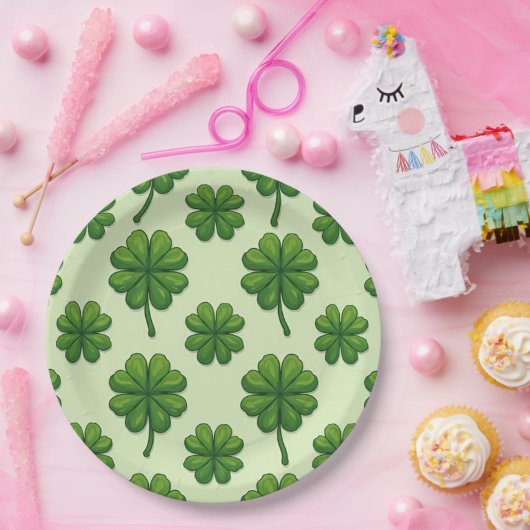 klavertjevier-bord papieren bordje (Feest)