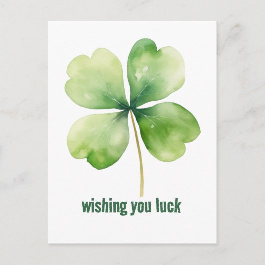 klavertjevier "Good Luck"-Briefkaart Briefkaart (Voorkant)