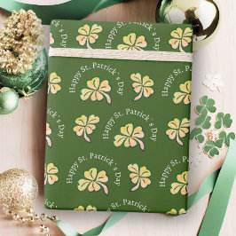 Klavertjevier groene St. Patrick`s Dag Cadeaupapier