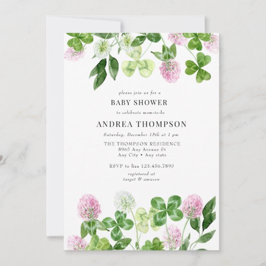 klavertjevier | Shamrock bladeren | BABY SHOWER Kaart (Voorkant)