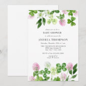 klavertjevier | Shamrock bladeren | BABY SHOWER Kaart (Voorkant / Achterkant)