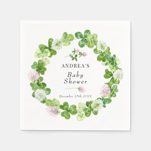 klavertjevier | Shamrock bladeren | BABY SHOWER Servet (Voorkant)