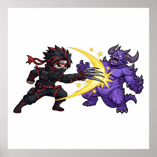 Klaw Strike Ninja vs Monster Chibi Anime RPG Game Poster (Voorkant)