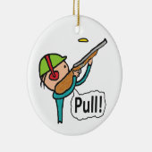 Klay Pigeon Trap Shooting Keramisch Ornament (Rechts)