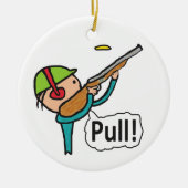 Klay Pigeon Trap Shooting Keramisch Ornament (Voorkant)