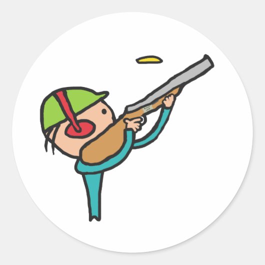 Klay Pigeon Trap Shooting Ronde Sticker (Voorkant)