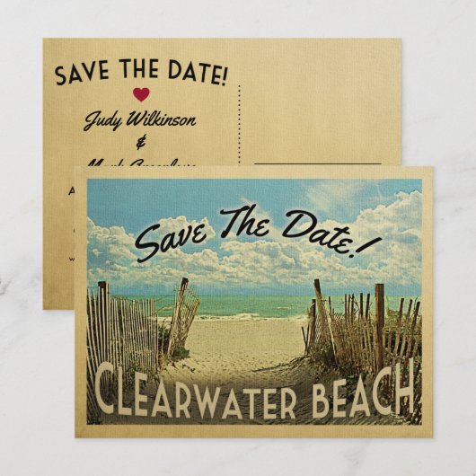 Klearwater Beach Save the Date  Nautical Aankondigingskaart (Voorkant / Achterkant)