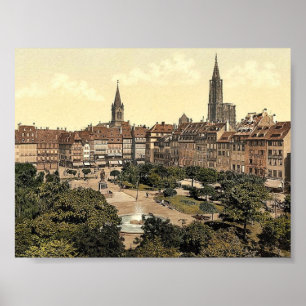 Kleber Place, Strassburg, Alsace Lorraine, Duitsla Poster