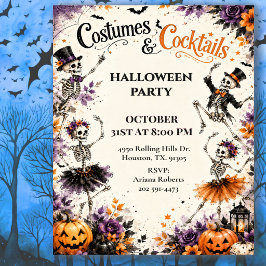Kledij Cocktails Dansende Skelet Halloween Kaart