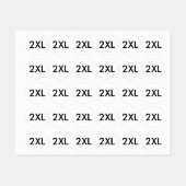 Kleding 2XL Maatlabels voor Kleding Kledij Labels (Vel)