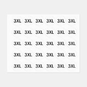 Kleding 3XL Maatlabels voor Kleding Kledij Labels (Vel)