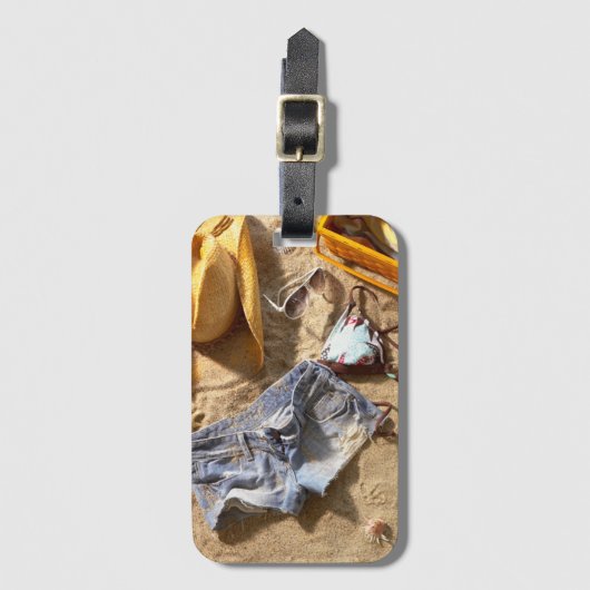 Kleding achter op strand bagagelabel (Voorkant (verticaal))