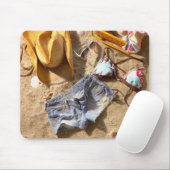 Kleding achter op strand muismat (Met muis)