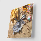 Kleding achter op strand vierkante klok (Hoek)