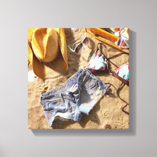 Kleding achteraan op strand canvas afdruk (Voorkant)