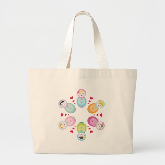 KLEDING:: babushka poppen - mandala Grote Tote Bag (Voorkant)