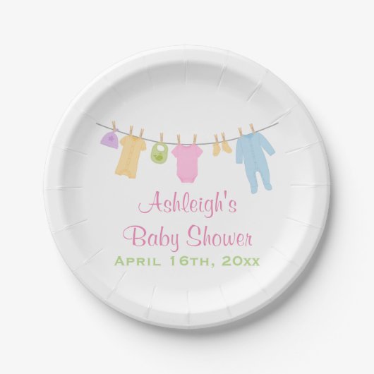 Kleding Baby shower Papieren Bordje (Voorkant)