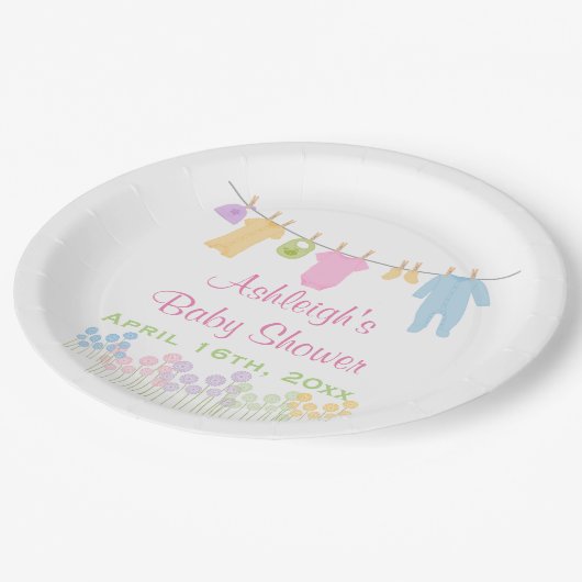 Kleding Baby shower Papieren Bordje (Gekanteld)