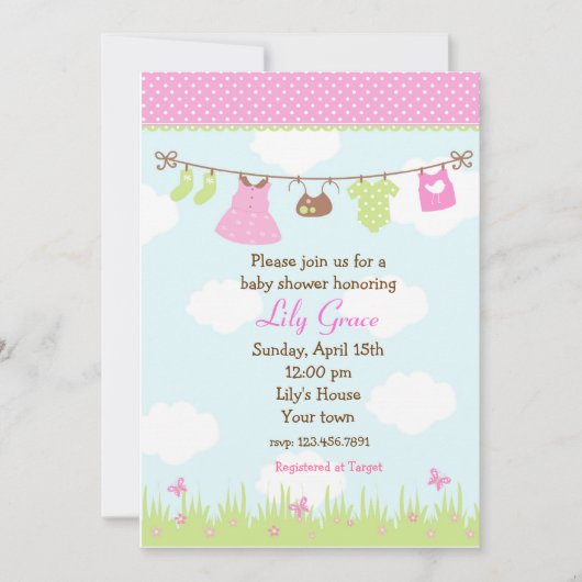 Kleding Babyschoenen Uitnodigingen Meisjes (Voorkant)