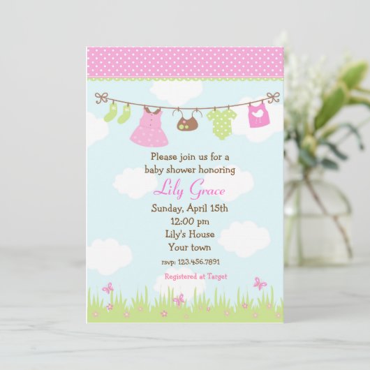 Kleding Babyschoenen Uitnodigingen Meisjes (Staand voorkant)