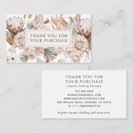 Kleding Boutique Terracotta Bedankt Informatiekaartje (Voorkant / Achterkant)