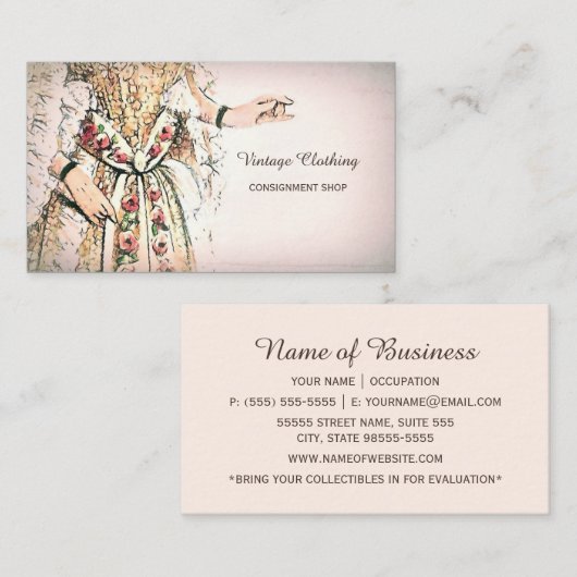  Kleding Consignatiewinkel Franse jurk Visitekaartje (Voorkant / Achterkant)