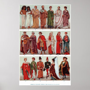 Kleding, Egyptische, Griekse, Romeinse, Byzantijns Poster