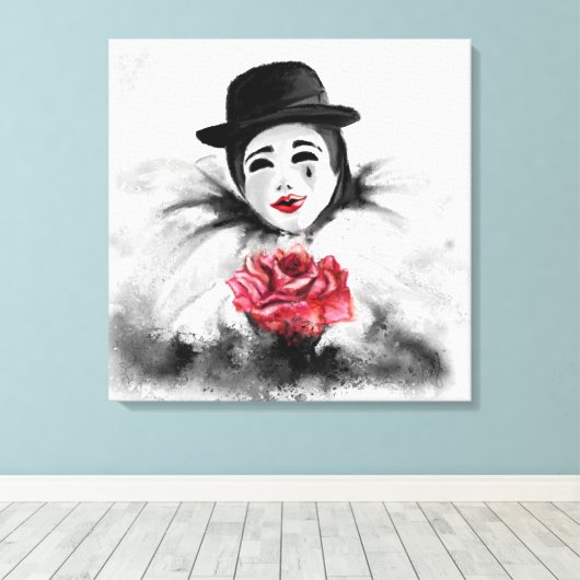 Kleding en Roos - Romantische zwarte witte schilde Canvas Afdruk (Insitu (Houten vloer))