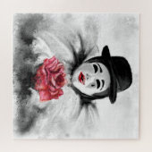 Kleding en Roos - Romantische zwarte witte schilde Legpuzzel (Horizontaal)