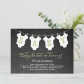 Kleding Garland Baby shower Uitnodiging - Sage (Staand voorkant)