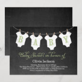 Kleding Garland Baby shower Uitnodiging - Sage (Voorkant / Achterkant)