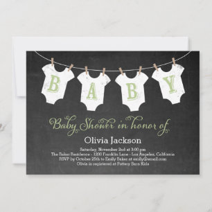 Kleding Garland Baby shower Uitnodiging - Sage