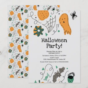 Kleding Halloween Feest Spoken Patroon Illustratie Kaart