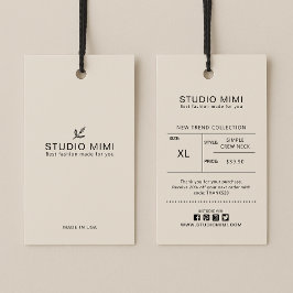 Kleding Hang Label met Prijs, Grootte, Stijl & Soc