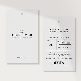 Kleding Hanglabel met Prijs, Maat, Stijl & Social  Visitekaartje