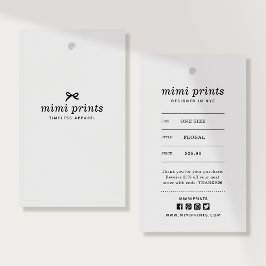 Kleding Hanglabel met Prijs, Maat, Stijl & Social  Visitekaartje