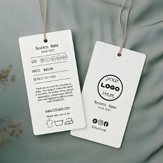Kleding Hangtag met Prijs & Logo | Dubbelzijdig Visitekaartje