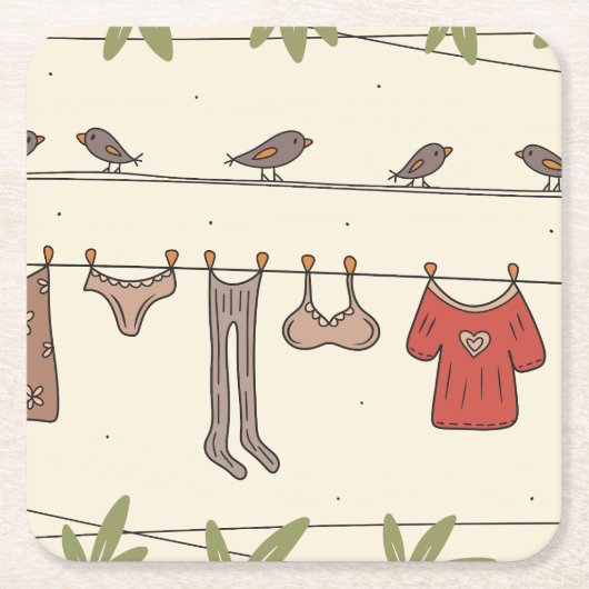 Kleding in de tuin kartonnen onderzetters (Voorkant)