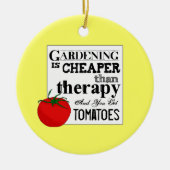 Kleding is goedkoper dan therapie en tomaten keramisch ornament (Voorkant)