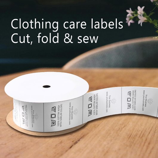 Kleding kledinglabels Care logo's katoen wit Satijnen Lint