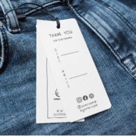 Kleding Label Dank u Hang Label Wit Mini Visitekaartjes