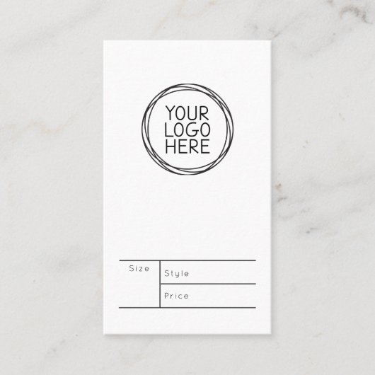 Kleding Label Prijs Maat Logo Hang Label (Voorkant)