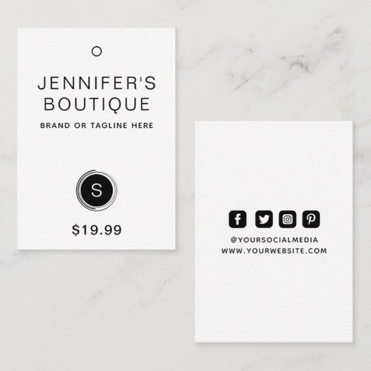 Kleding Labels Hang Labels Klein-zwart-wit (Voorkant / Achterkant)