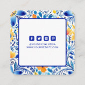 Kleding Labels Klein Bedrijf Blauw Geel Bloemen (Achterkant)