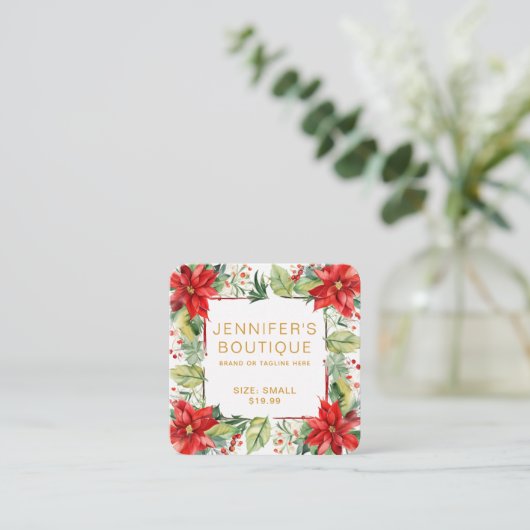 Kleding Labels Klein Bedrijf Kerstmis Bloemen (Staand voorkant)