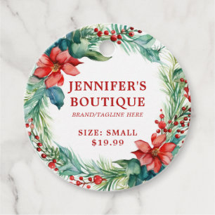 Kleding Labels Klein Bedrijf Kerstmis Bloemen