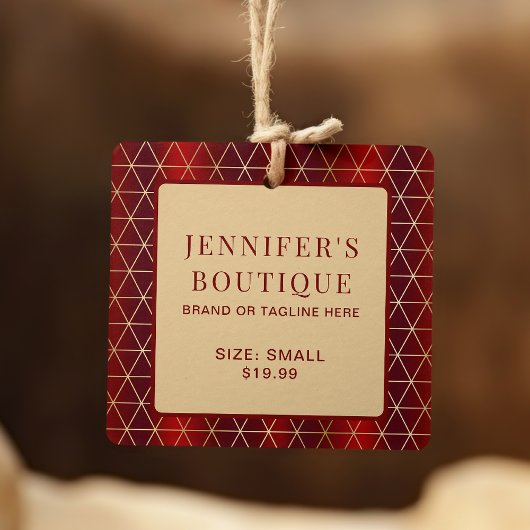 Kleding Labels Klein Bedrijf Luxe Rood Geometrisch
