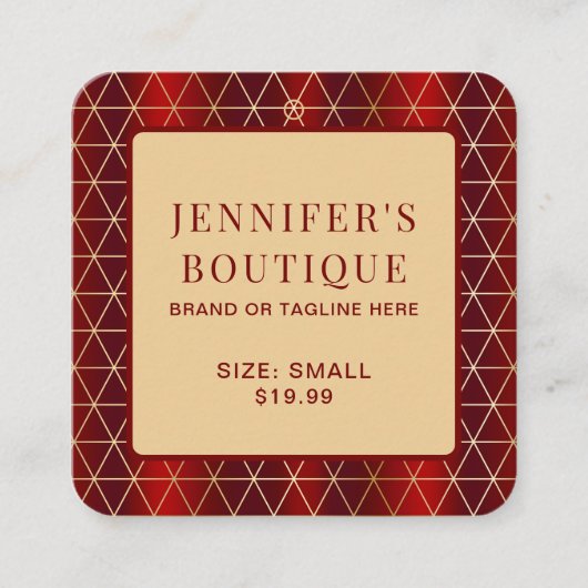 Kleding Labels Klein Bedrijf Luxe Rood Geometrisch (Voorkant)